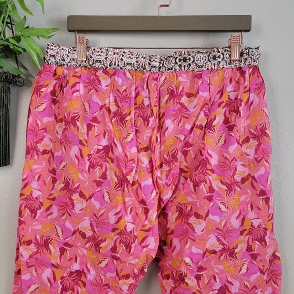 NEW Sundance PM Leia Pink Cropped Floral Lightweight Cuffed Pull Up Ankle Pants - Picture 7 of 9